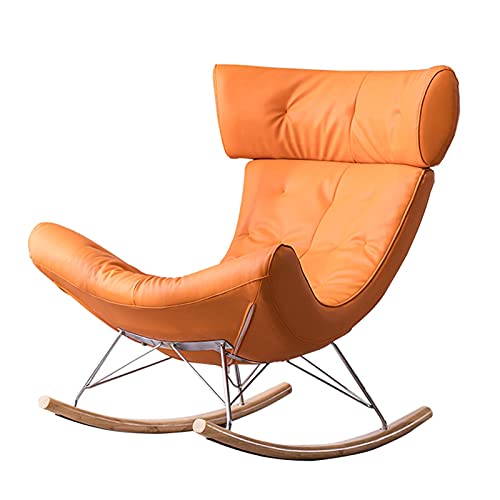 GJHK Silla Mecedora de Ocio Silla Mecedora reclinable nórdico de Lujo balcón Sala de Estar jardín Patio Ocio sofá Perezoso, Naranja 87x74x101cm