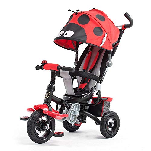 GJJSZ Triciclo para niños Triciclo 3 en 1 Cinturón de Seguridad de 3 Puntos 10 Meses a 5 años Cochecito de bebé Triciclos para niños Plegables Desmontables y Ajustables con asa para Padres,Rojo