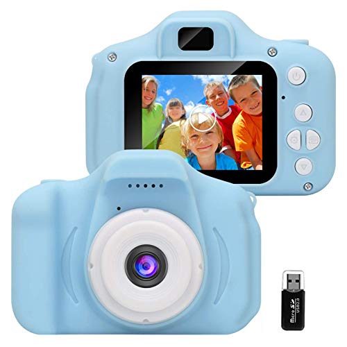 GlobalCrown Cámara para niños,Mini Digital Recargable Cámara Video Prueba de Golpes Regalos para niños de 3 a 8 años, 8MP HD Pantalla de 2 Pulgadas para Jugar al Aire Libre (32GB Tarjeta incluida)