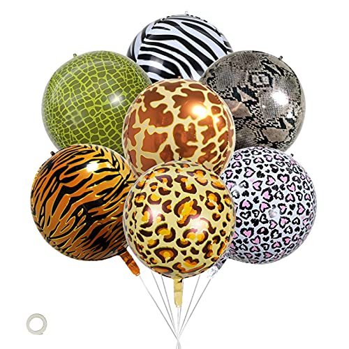 Globo Animales 22 Pulgadas Helio Animal Theme Party Kit de Globos Foil 4d Adorno de Leopardo Gigante 7pcs