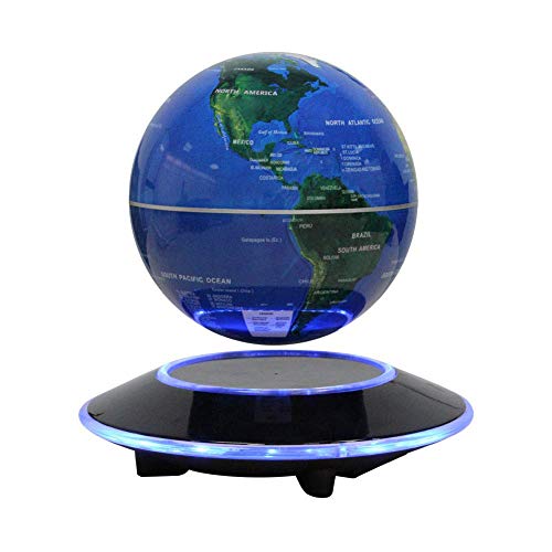 Globo Flotante de levitación magnética Mapa Mundial rotativo - Globo antigravedad para Regalo Educativo - Oficina en casa Decoración de Escritorio de Clase – (Azul EUR Enchufe)