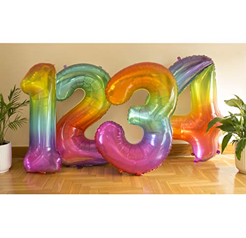 Globo Gigante Multicolor Globos de Cumpleãnos I 101 CM Globo Años I Globo Numero I Decoracion Cumpleaños Niños I Globos Numeros Gigantes para Fiestas I Vuelan con Helio (Numero 6)