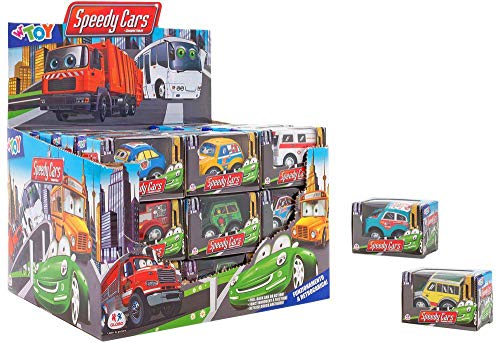 GLOBO, Pull-Back Comic Cars 20Asstd 36 piezas D/B (37419), multicolor (1) , color/modelo surtido