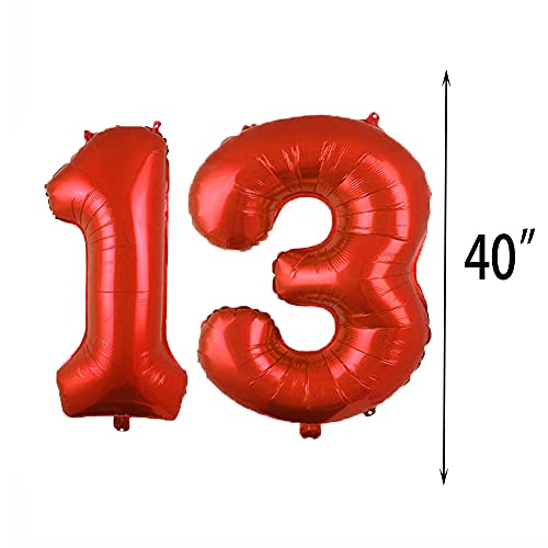 Globos de látex para 13 cumpleaños, decoración para fiestas de cumpleaños con número 13, color rojo