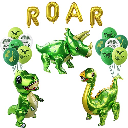 Globos inflables de dinosaurio 3D autoparados – Globos inflables de dinosaurio para decoración de fiestas de cumpleaños, fiesta de dragón, baby shower, niño o niña, juguetes de regalo (3 tipos)