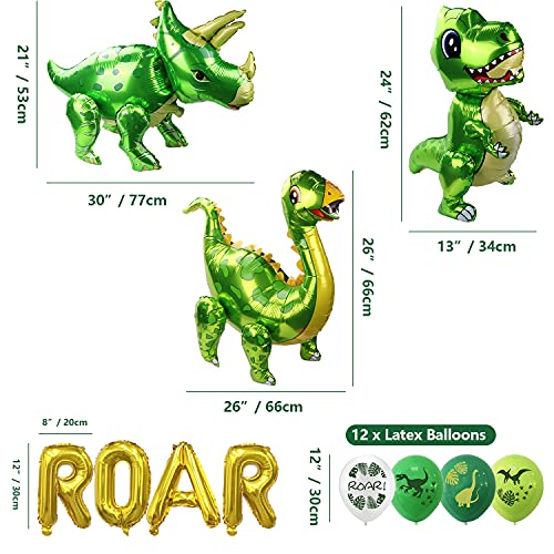 Globos inflables de dinosaurio 3D autoparados – Globos inflables de dinosaurio para decoración de fiestas de cumpleaños, fiesta de dragón, baby shower, niño o niña, juguetes de regalo (3 tipos)