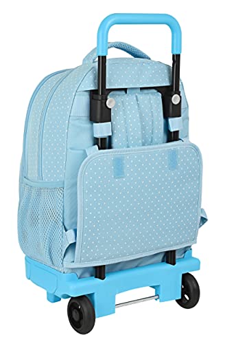 Glowlab Mochila Safta Escolar con Carro Incluido y Espalda Acolchada Star, 330x220x450 mm, Azul Claro