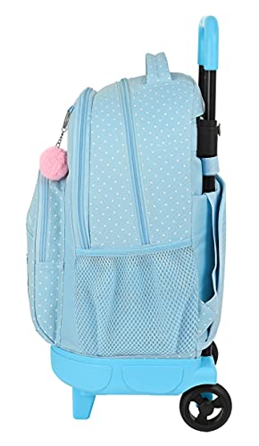 Glowlab Mochila Safta Escolar con Carro Incluido y Espalda Acolchada Star, 330x220x450 mm, Azul Claro