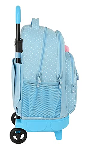 Glowlab Mochila Safta Escolar con Carro Incluido y Espalda Acolchada Star, 330x220x450 mm, Azul Claro