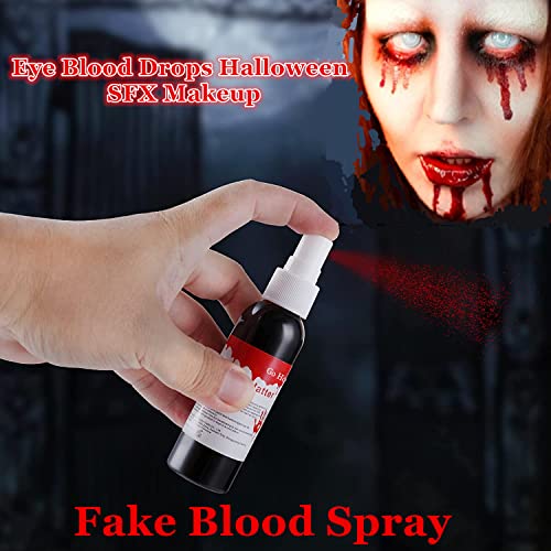 Go Ho Spray de maquillaje de sangre falsa de 2 onzas (60 ml), sangre falsa realista de Halloween para ropa, salpicadura de sangre para zombies, monstruos, vampiro, payaso, maquillaje, 1 pieza