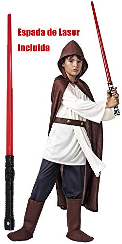 Gojoy Shop- Disfraz Completa y Espada de Luke Skywalker de Star Wars para Niño Carnaval (Contiene Espada,Túnica, Camiseta, Cinturón y Botas, 4 Tallas Diferentes) (5-6 años)