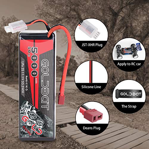 GOLDBAT 3s Lipo 5000mAh 11.1v 3S 50C Paquete de baterías LiPo con enchufe Deans para Wing RC Car Rock Crawler Avión Helicóptero Rc Car Truck RC Boat