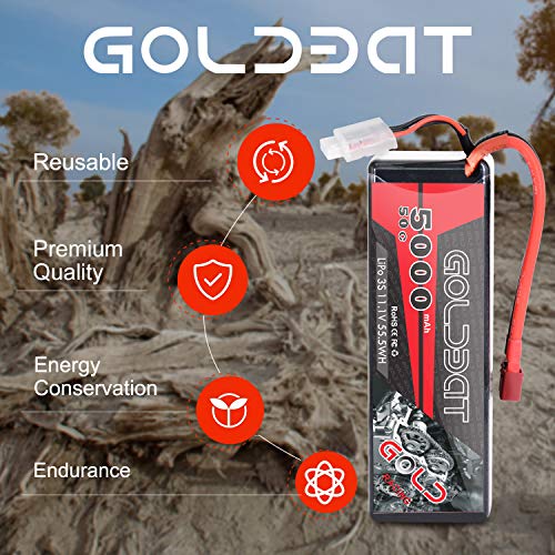 GOLDBAT 3s Lipo 5000mAh 11.1v 3S 50C Paquete de baterías LiPo con enchufe Deans para Wing RC Car Rock Crawler Avión Helicóptero Rc Car Truck RC Boat