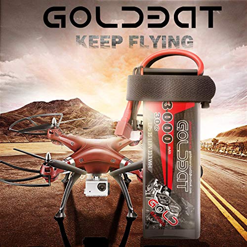 GOLDBAT RC Batería 3000 mAh 11,1 V 3S 30C LiPo Paquete de batería Estuche Blando con Conector Dean T para RC Coche Barco Camión Quadcopte Modelo de avión Edificio RC Hobby Accesorio (2 Paquetes)