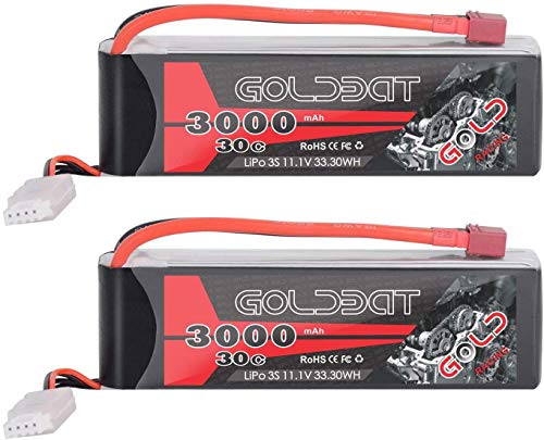 GOLDBAT RC Batería 3000 mAh 11,1 V 3S 30C LiPo Paquete de batería Estuche Blando con Conector Dean T para RC Coche Barco Camión Quadcopte Modelo de avión Edificio RC Hobby Accesorio (2 Paquetes)