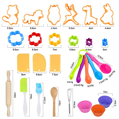 GOLDGE 32pcs Juego de Chef para Niños, Gorro y Delantal Cocinero Niño, Conjunto de Juego de rol de Chef, Juguete de Cocina para Niños con Juego de rol de Chef