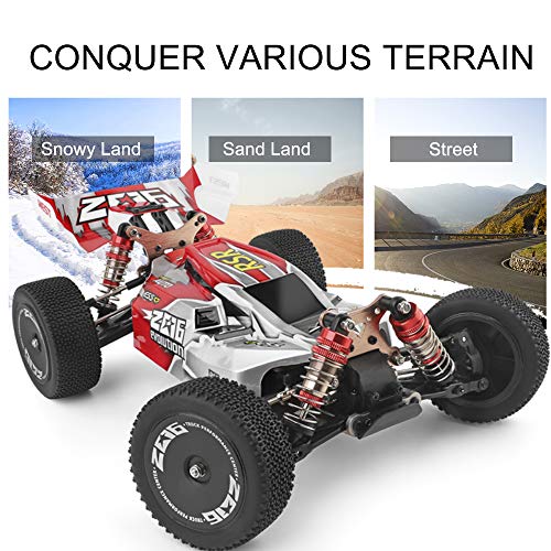 GoolRC Coche RC Wltoys XKS 144001 1/14 Coche de Carreras de Alta Velocidad 2200 mAh Batería 60 km / h 2,4 GHz RC Buggy 4WD Off-Road Drift Coche RTR 3 Batería (Verde & 2 Batería)