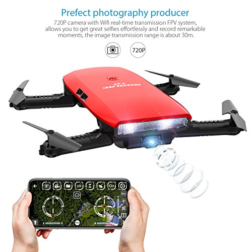 GoolRC T47 6 ejes UAV Gyro WIFI FPV con cámara 720P HD Quadcopter G-Sensor plegable RC Selfie Drone RTF con batería adicional