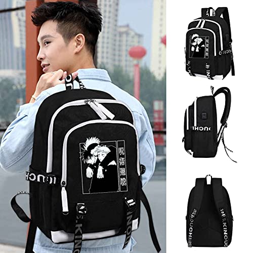 GOTH Perhk Jujutsu Kaisen - Mochila de viaje impermeable de alta capacidad para la escuela y niñas, Bonito color negro., Taille unique