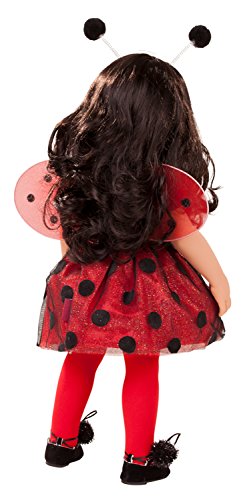 Gotz 1859088 Hannah Ladybug - Muñeca de pie (50 cm, Pelo Largo Negro y Ojos Grises)