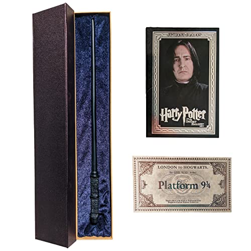 GPRODOTTI Varita mágica de Severus Piton Snape de colección con tarjeta y tarjeta para el tren 9 3/4 Gadget Harry Potter