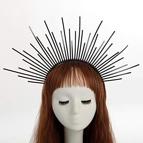 GRACEART Diadema Halo Crown Sunburst Mujeres Partido Accesorio para el pelo Banda Tiara (C-Negro)