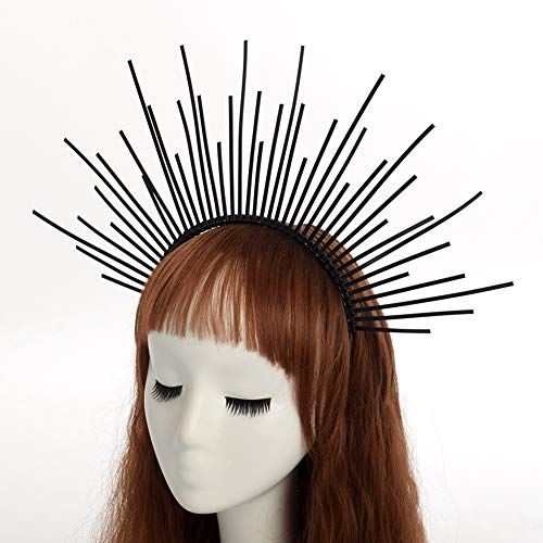 GRACEART Diadema Halo Crown Sunburst Mujeres Partido Accesorio para el pelo Banda Tiara (C-Negro)