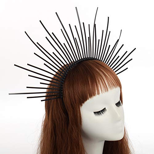 GRACEART Diadema Halo Crown Sunburst Mujeres Partido Accesorio para el pelo Banda Tiara (C-Negro)