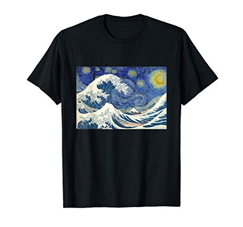 Gran ola de Kanagawa con Starry Nights van Gogh Camiseta