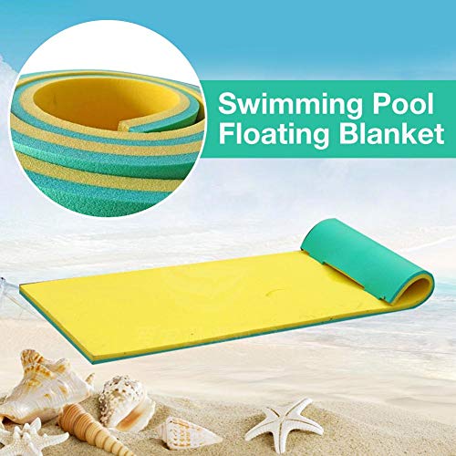 Gravere Colchón Flotante de Espuma para Piscina, Cama Flotante de Agua, Suave y cómodo tapete Flotante para Tomar el Sol, Deportes acuáticos, picnics, Enrollable Flotante, Manta Flotante para Piscina