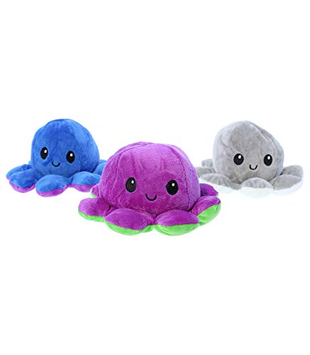 Grupo K-2 Wonduu | Pulpo Reversible de Peluche | Pulpo Doble Cara | Muñeco de Peluche 2 Colores Reversible | PÚRPURA