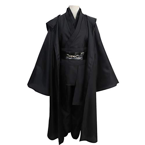 GRYY Disfraz de Cosplay Ropa de Samurai Traje Negro Uniforme de Hombre Disfraz de Navidad para Adulto Halloween,Black-XL