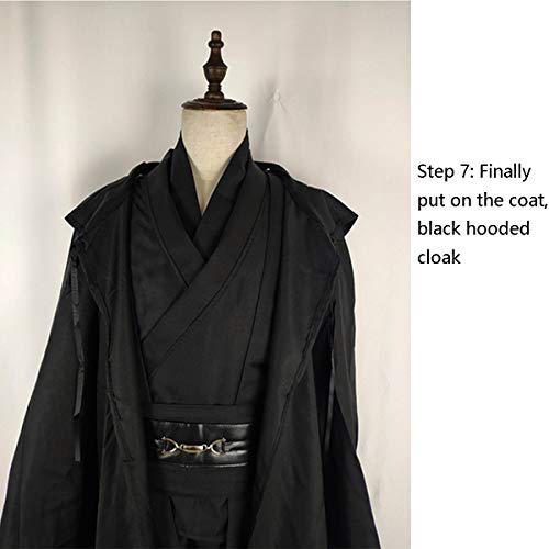 GRYY Disfraz de Cosplay Ropa de Samurai Traje Negro Uniforme de Hombre Disfraz de Navidad para Adulto Halloween,Black-XL