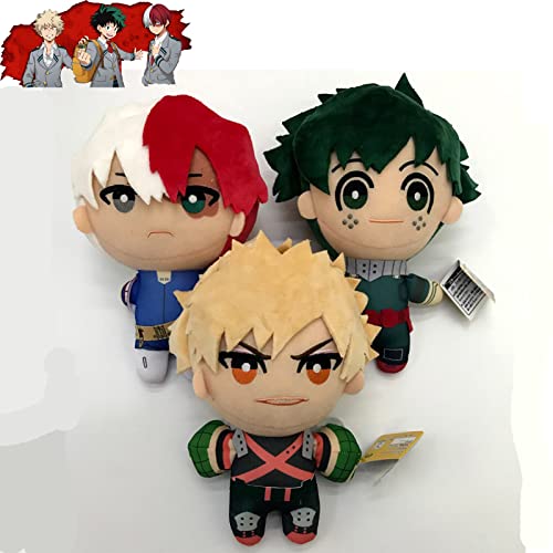 GSJDD 3pcs Anime Plushie My Hero Academia, Izuku Todoroki Katsuki Plush Doll Colgante de Juguete, My Hero Academia Peluches de Peluche, Llavero Decoración Regalos para Navidad Cumpleaños-B