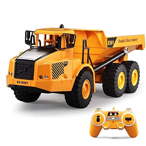 GSQGJ RC Car 1/14 Control Remoto Dumping Truc 2.4Ghz All Direction Drive Control Remoto Articulado Dump Truck Vehículo Todoterreno Escalada Car Tractor con Luces LED Niños Niños Juguetes par