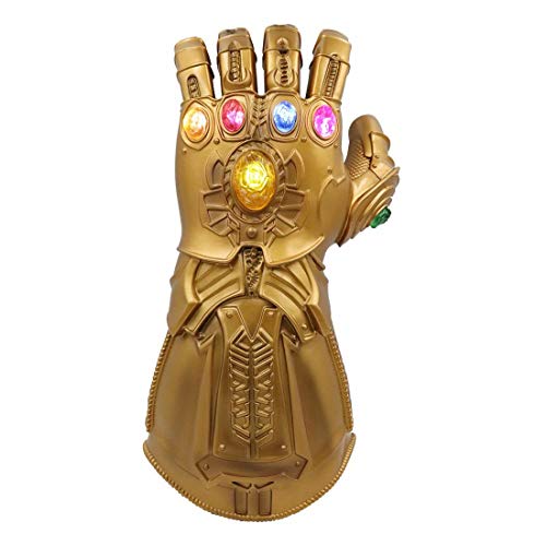 Guantes de hombre Thanos Iron Man con luces LED con imán extraíble, piedras infinitas para adultos y niños - dorado - talla única