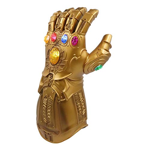 Guantes de hombre Thanos Iron Man con luces LED con imán extraíble, piedras infinitas para adultos y niños - dorado - talla única