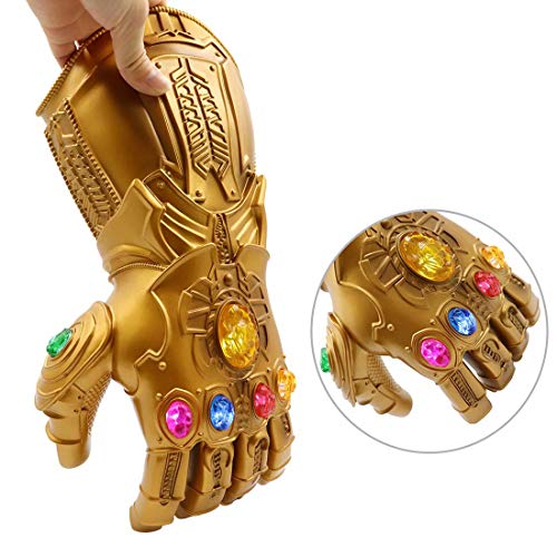 Guantes de hombre Thanos Iron Man con luces LED con imán extraíble, piedras infinitas para adultos y niños - dorado - talla única