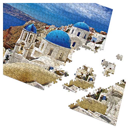 GuDoQi Puzzle 1000 Piezas Adultos Rompecabezas Mar Egeo Santorini para Infantiles Adolescentes