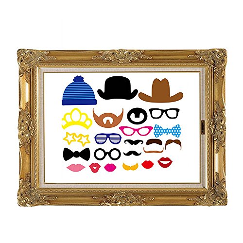 GUDOTRA 73pcs Photobooth Accesorios para Bigotes Labios Corbatas Gafas Sombreros para Partido Boda Cumpleaos Graduación Mascarada Navidad