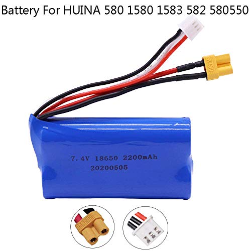 GzxLaY Batería de Alto Rendimiento de Respaldo de 7.4V 2200mAh Lipo Batería para HUINA 580 1580 1583 Accesorio de Juguetes RC 7.4 V 2S Batería para 1580-005 Huina 580550583582-3PCS ( Color : 2pcs )