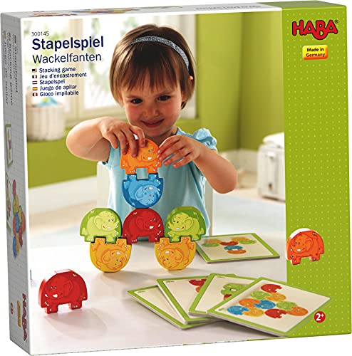 HABA 300145 - Juego de Apilar Tambalefantes, Juego de Madera. Más 2 años