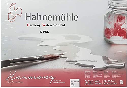 Hahnemuhle BLOCCO ACQUERELLO Harmony 21 x 29,7 cm - 12 FOGLI - Grana Fina