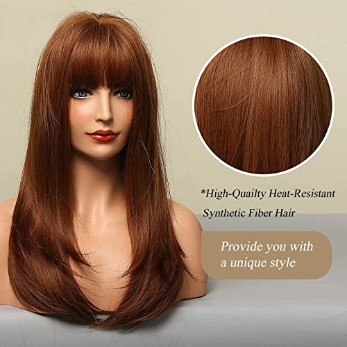 HAIRCUBE Pelucas sintéticas rectas largas de Honey Blonde Lolita Bobo pelucas en capas con flequillo para mujeres Cosplay resistente al calor