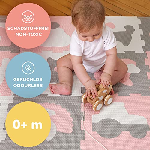 Hakuna Matte Alfombra Puzzle Infantil para Niños | 12 Piezas Espuma EVA con Tema de Granja | 20% + Gruesa y Suave para Gatear y Aprender |100% Segura, No Toxica, sin Olor