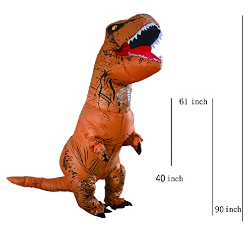 Halloween Adulto Inflable T Rex Dinosaur Partido Dinosaurio Hinchable Traje Funny Dress Brown (Puerto USB)