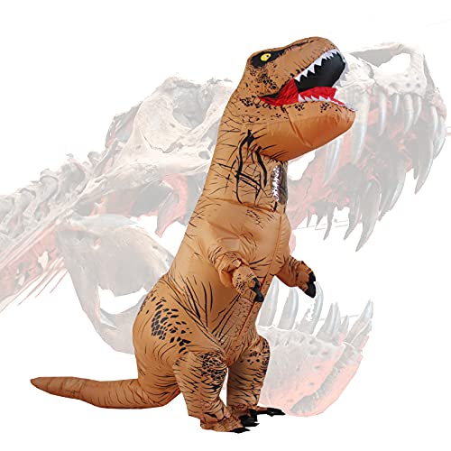 Halloween Adulto Inflable T Rex Dinosaur Partido Dinosaurio Hinchable Traje Funny Dress Brown (Puerto USB)