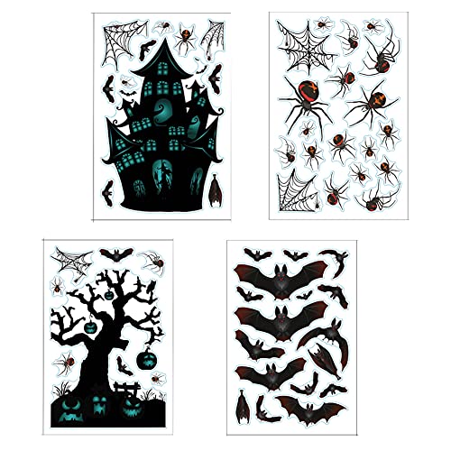 Halloween Pegatinas, 6 Halloween Pegatinas Ventana Castillo Calabaza Murciélago Halloween Decoración Pared Pegatinas Props Window Clings para Halloween Party