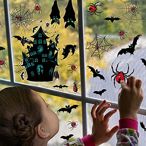 Halloween Pegatinas, 6 Halloween Pegatinas Ventana Castillo Calabaza Murciélago Halloween Decoración Pared Pegatinas Props Window Clings para Halloween Party