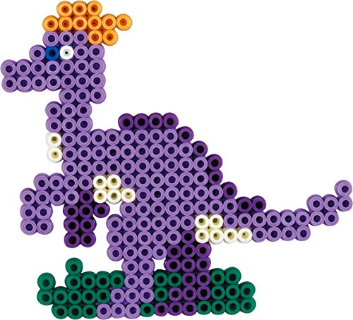 Hama 10.3434 - Mosaicos con rejilla Dinosaurios, Incluye 2000 perlas